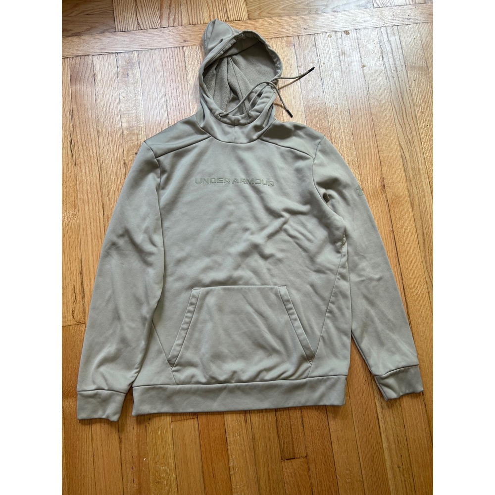 Under Armour Mens Fleece Hoodie Tan Khaki Pullover Sweatshirt Size Medium